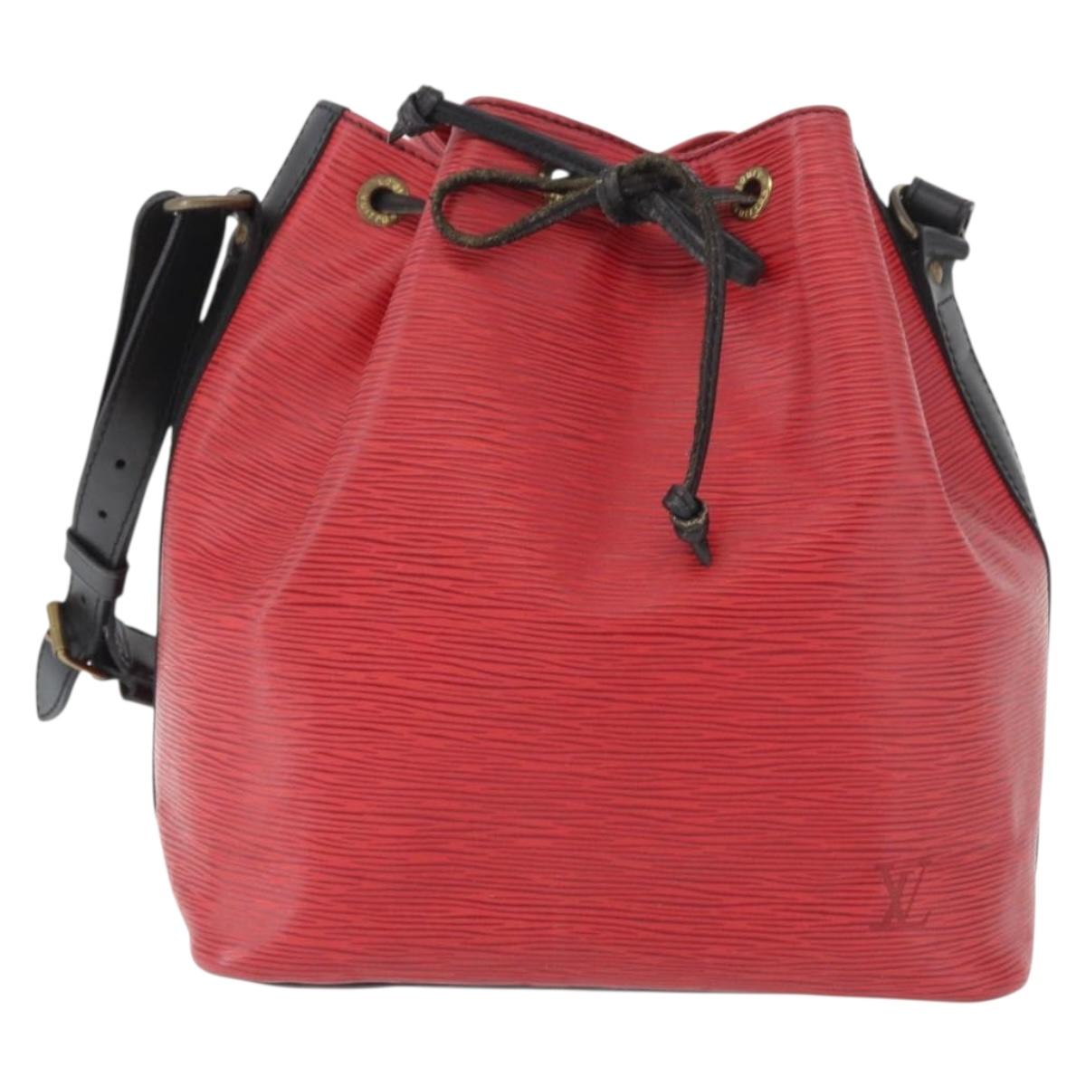 LOUIS VUITTON Epi Petit Noe Shoulder Bag Bicolor Black Red M44172 Auth 177306A