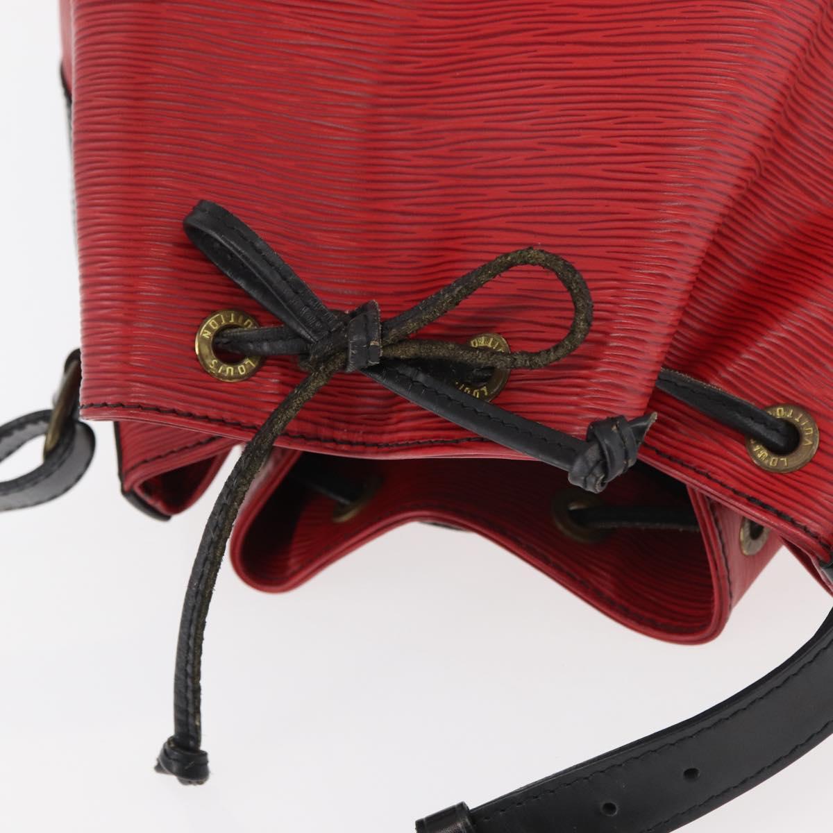 LOUIS VUITTON Epi Petit Noe Shoulder Bag Bicolor Black Red M44172 Auth 177306A