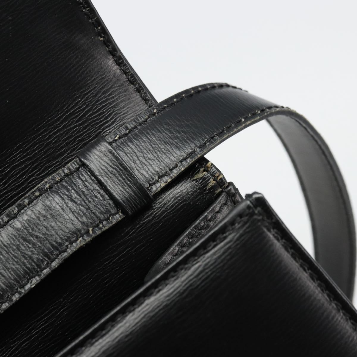 Christian Dior Shoulder Bag Leather Black Gold Auth 177312