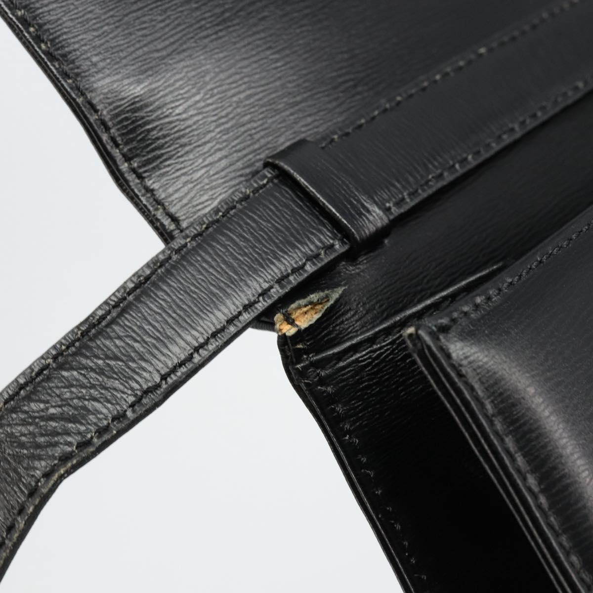 Christian Dior Shoulder Bag Leather Black Gold Auth 177312