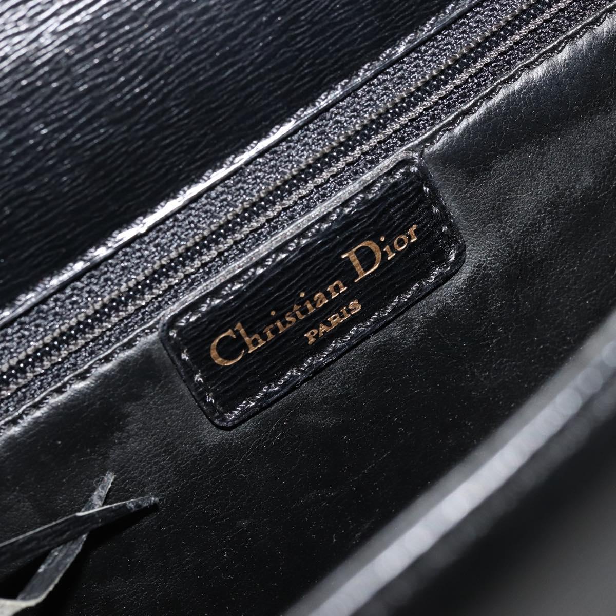 Christian Dior Shoulder Bag Leather Black Gold Auth 177312