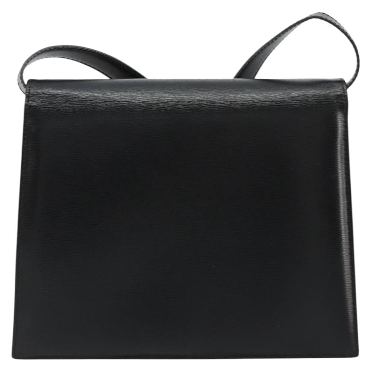 Christian Dior Shoulder Bag Leather Black Gold Auth 177312