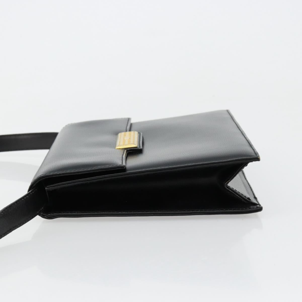 Christian Dior Shoulder Bag Leather Black Gold Auth 177312