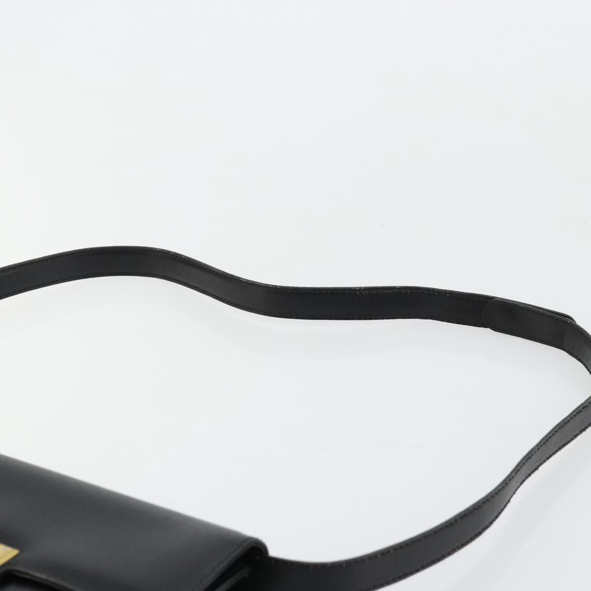 Christian Dior Shoulder Bag Leather Black Gold Auth 177312