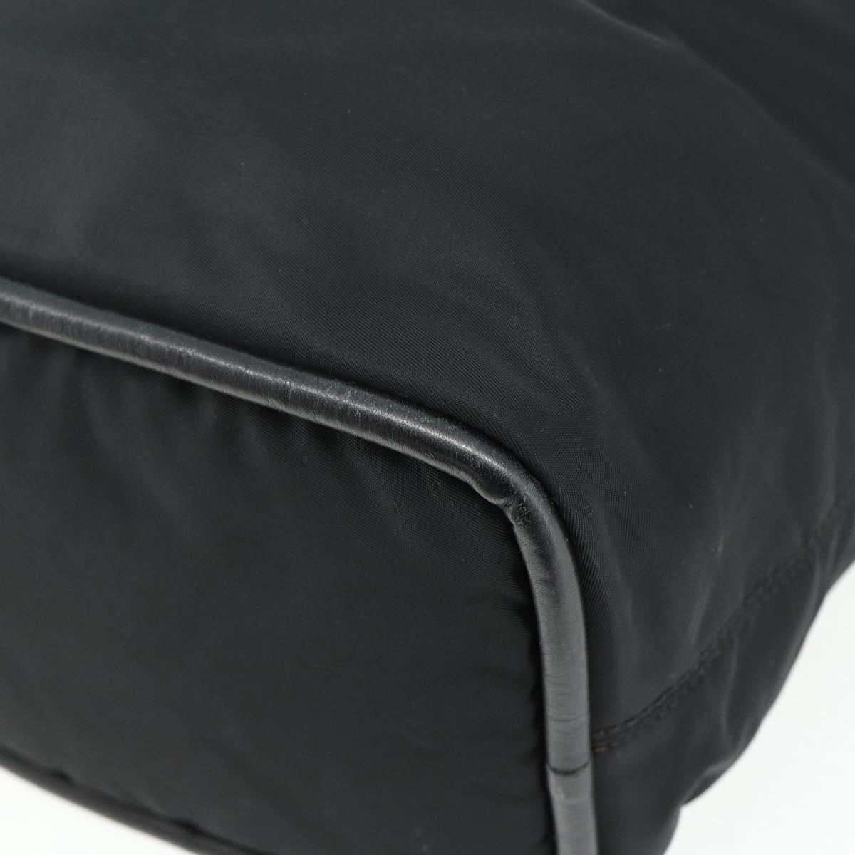 CELINE Circle Hand Bag Nylon Black Gold Auth 177318A