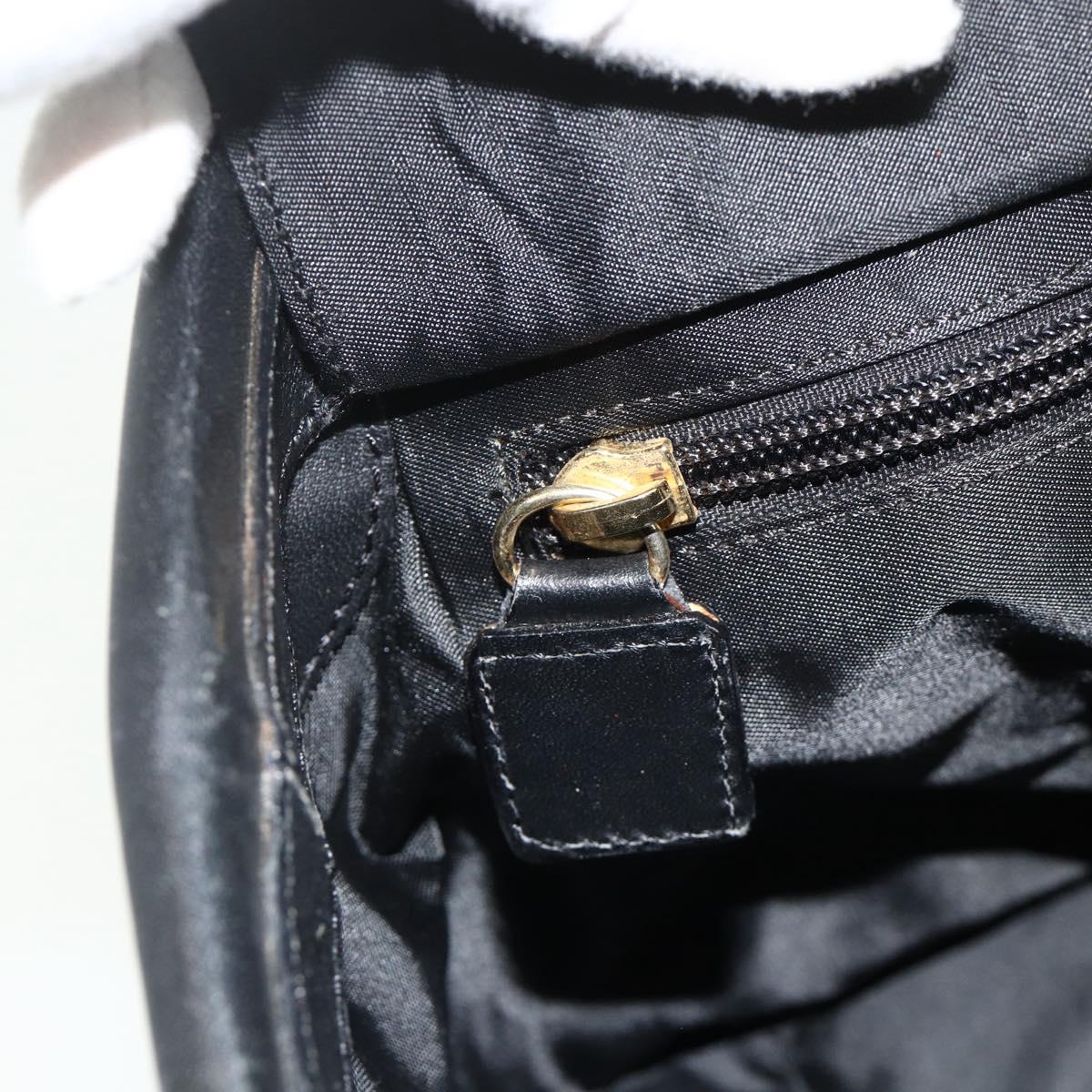 CELINE Circle Hand Bag Nylon Black Gold Auth 177318A