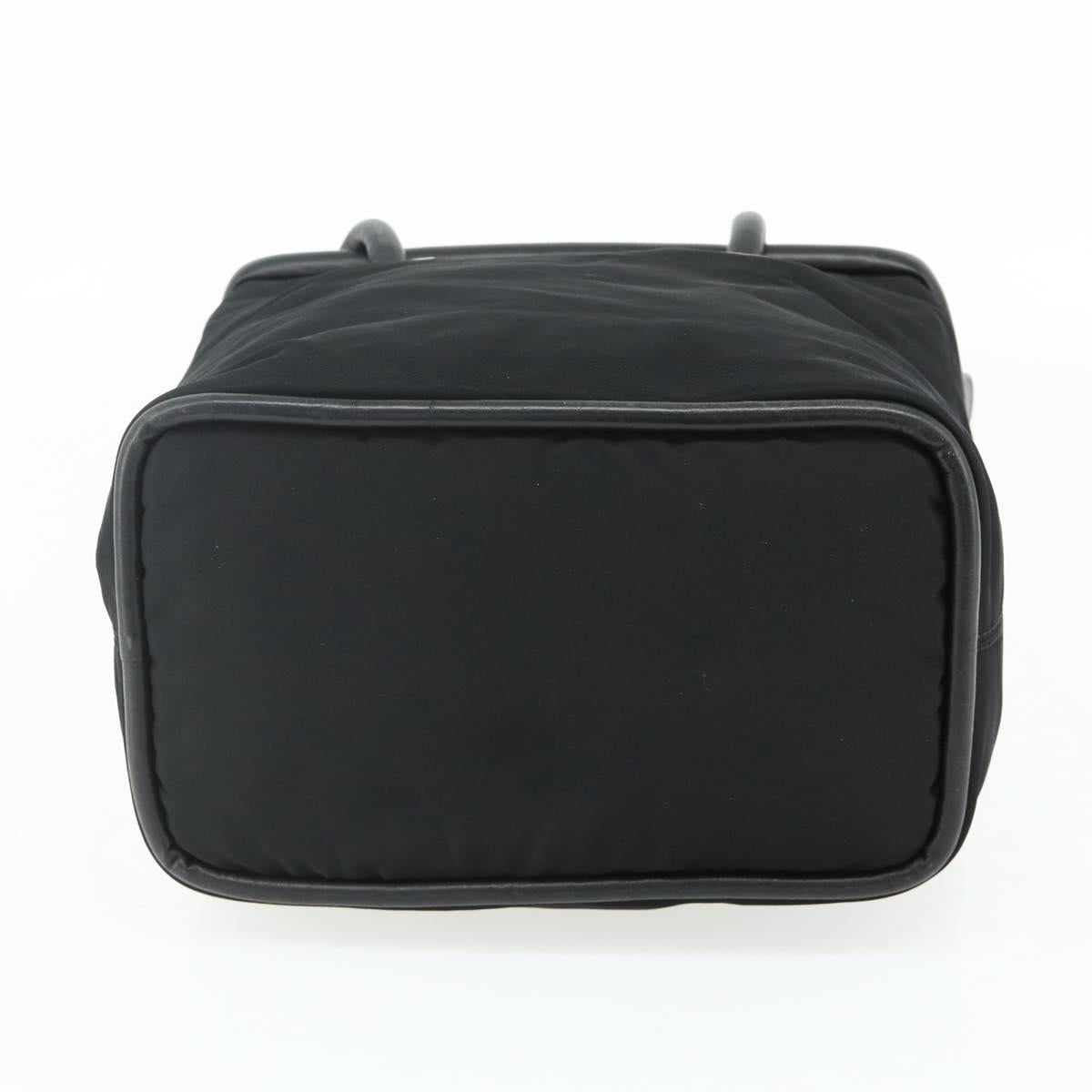 CELINE Circle Hand Bag Nylon Black Gold Auth 177318A