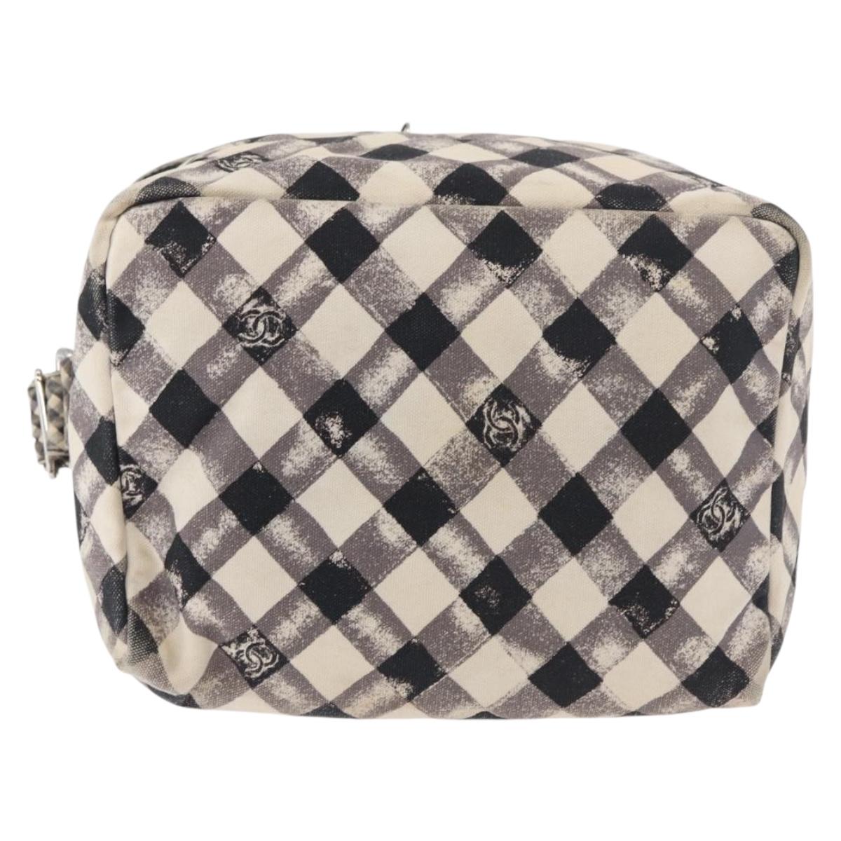 CHANEL Shoulder Bag Canvas Beige Silver CC Auth 177319