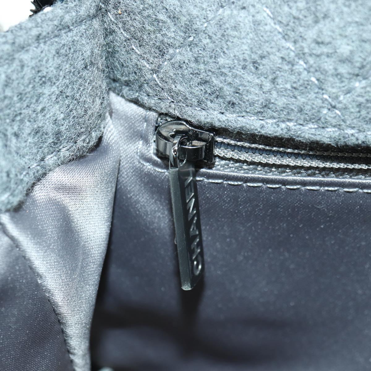 CHANEL Matelasse Chain Shoulder Bag Sequin Gray Silver CC Auth 177320SM
