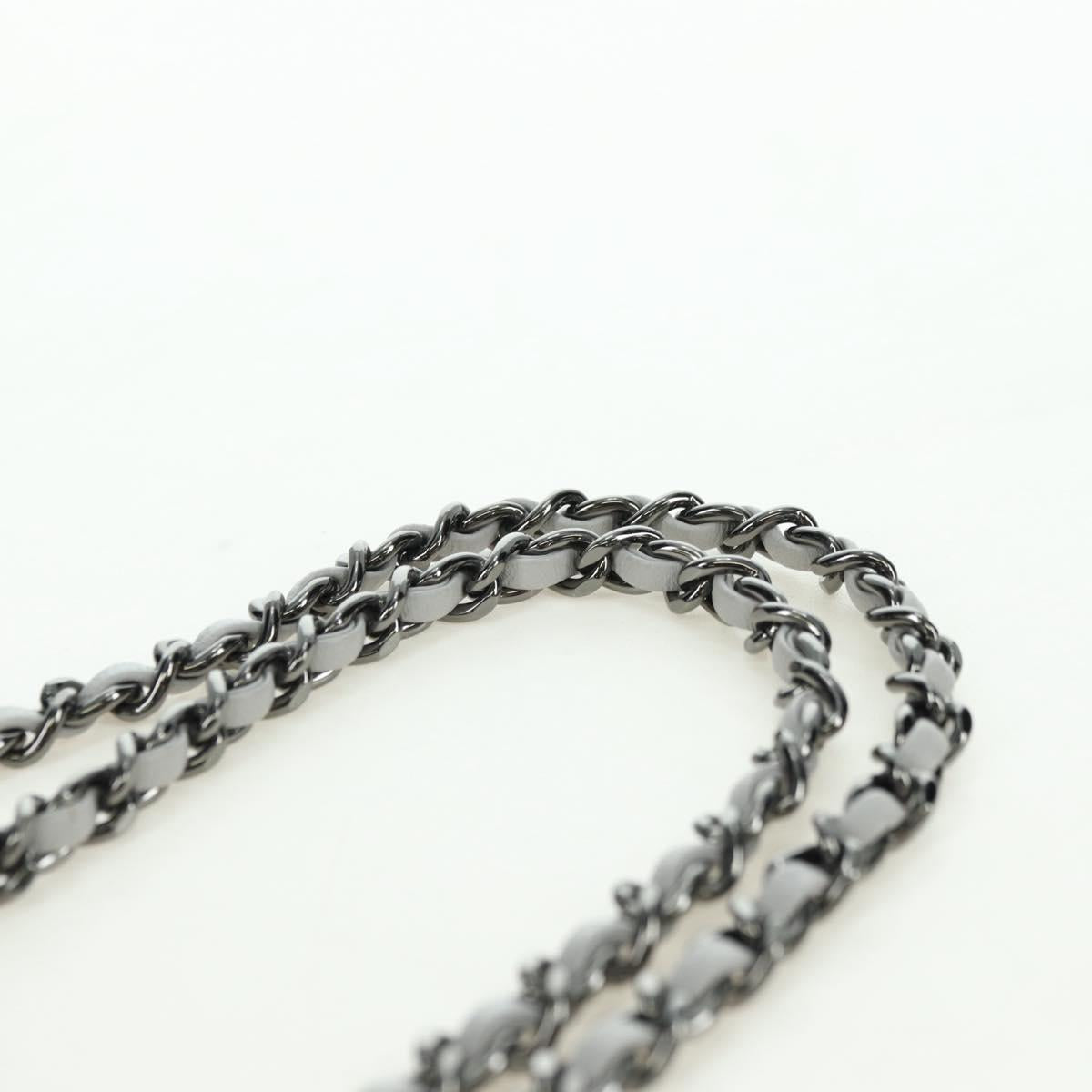 CHANEL Matelasse Chain Shoulder Bag Sequin Gray Silver CC Auth 177320SM