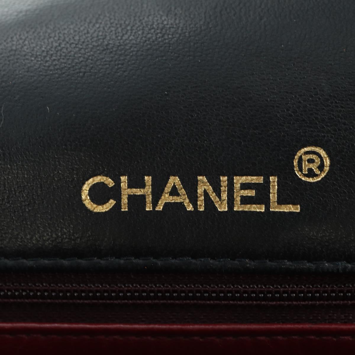 CHANEL Matelasse Chain Hand Bag Lamb Skin Black Gold CC Auth 177323SM