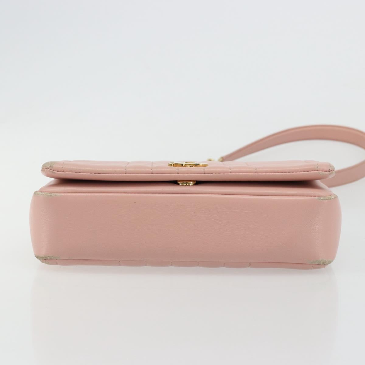 BURBERRY Chain Shoulder Bag Leather Pink Gold Auth 177331A