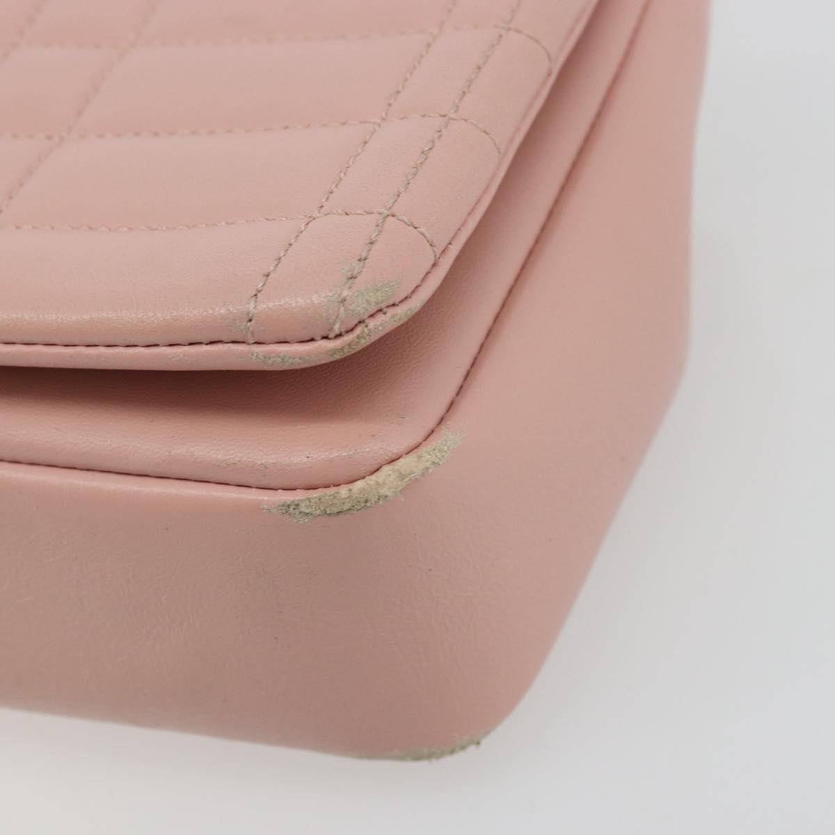 BURBERRY Chain Shoulder Bag Leather Pink Gold Auth 177331A