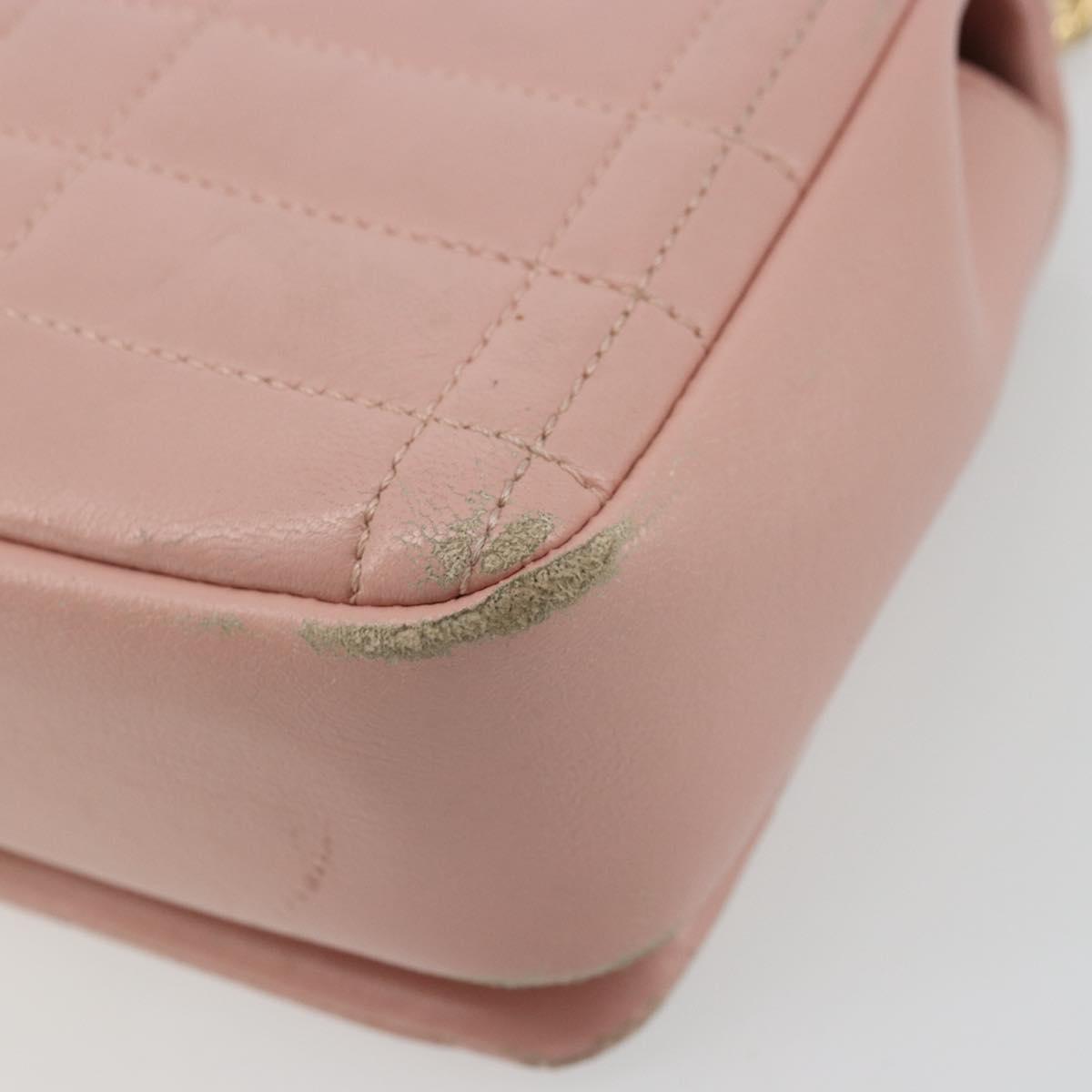 BURBERRY Chain Shoulder Bag Leather Pink Gold Auth 177331A
