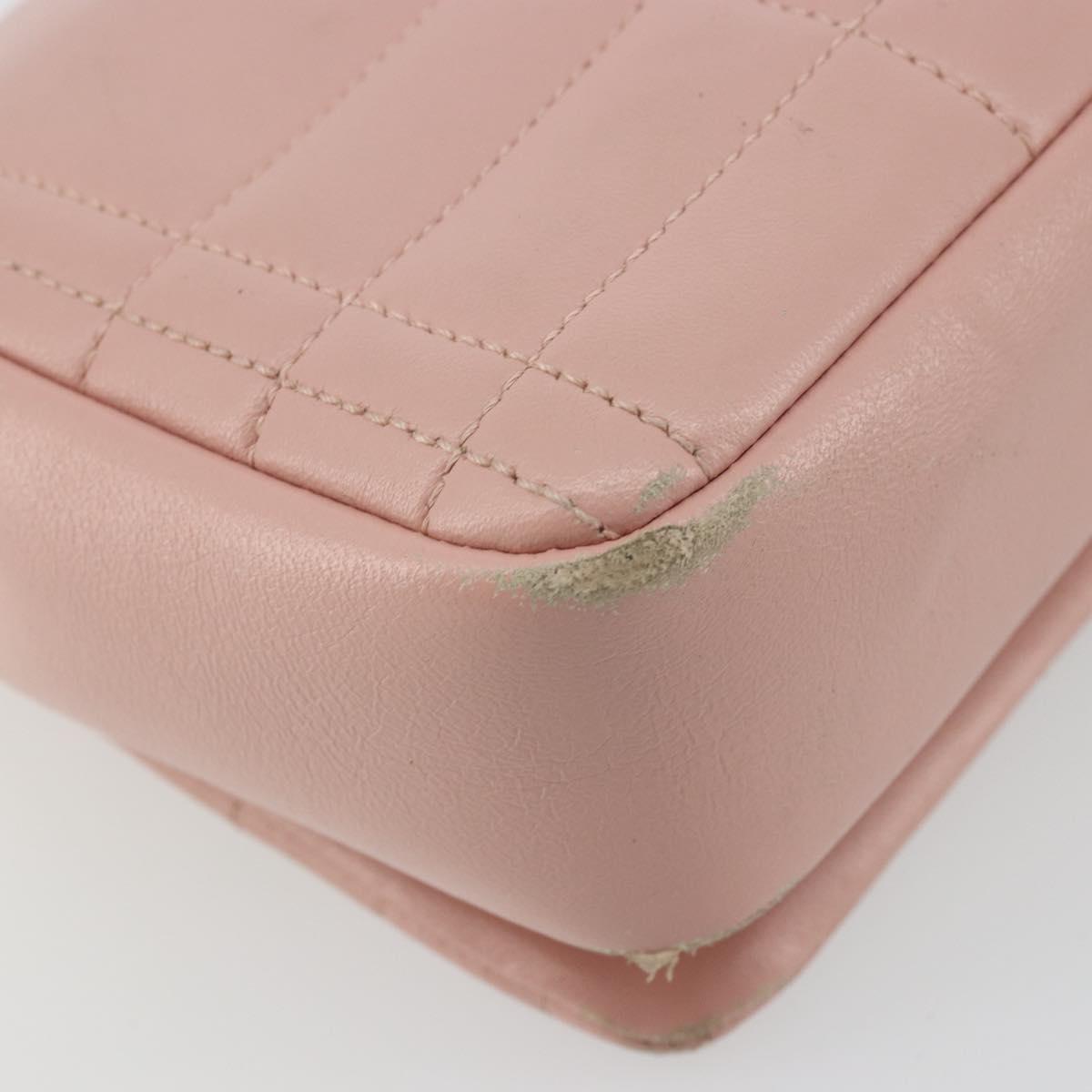 BURBERRY Chain Shoulder Bag Leather Pink Gold Auth 177331A