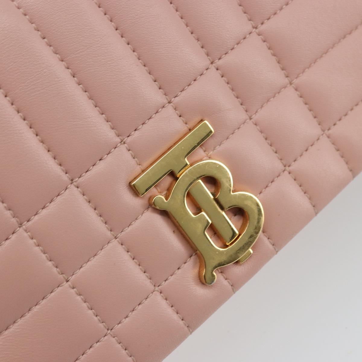 BURBERRY Chain Shoulder Bag Leather Pink Gold Auth 177331A