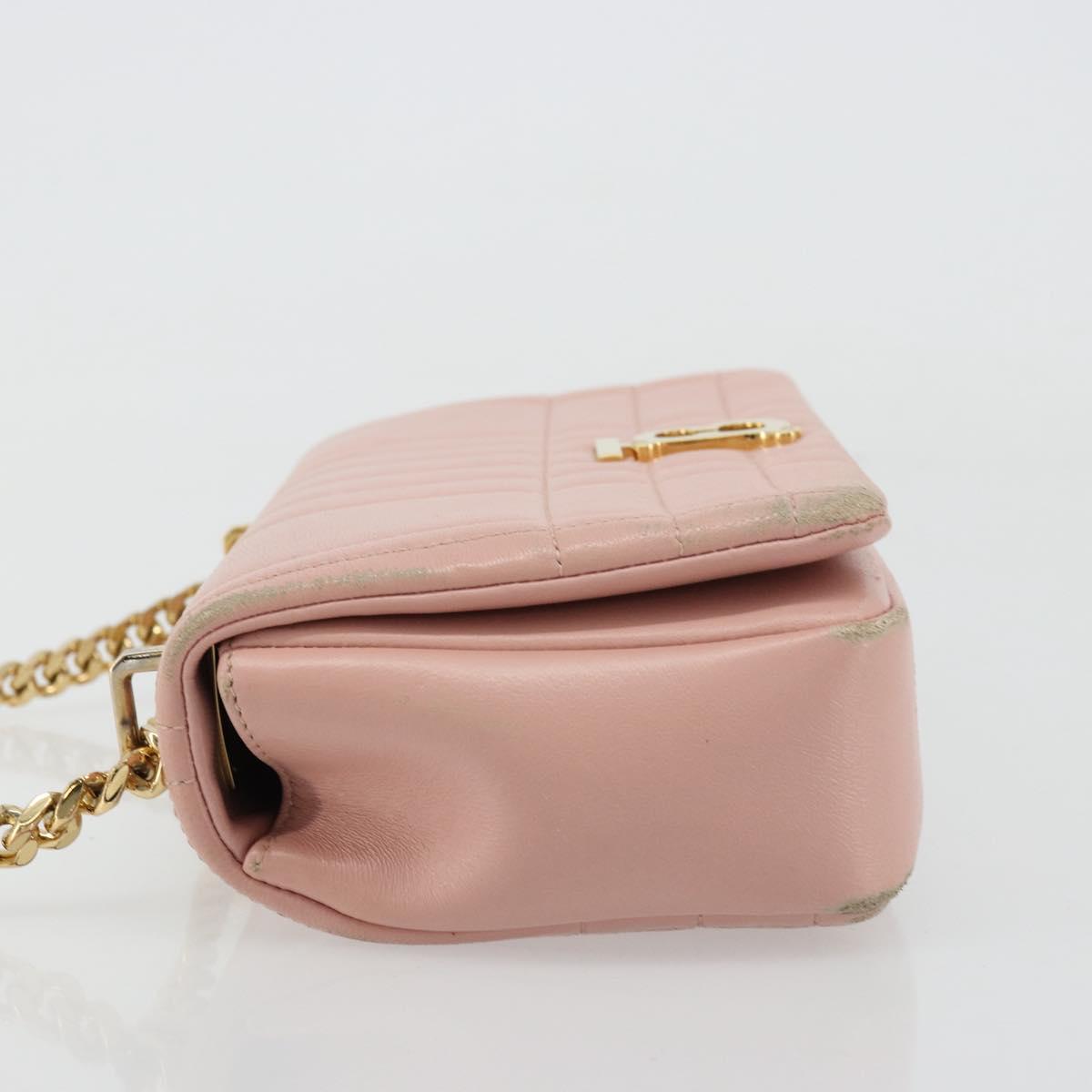BURBERRY Chain Shoulder Bag Leather Pink Gold Auth 177331A