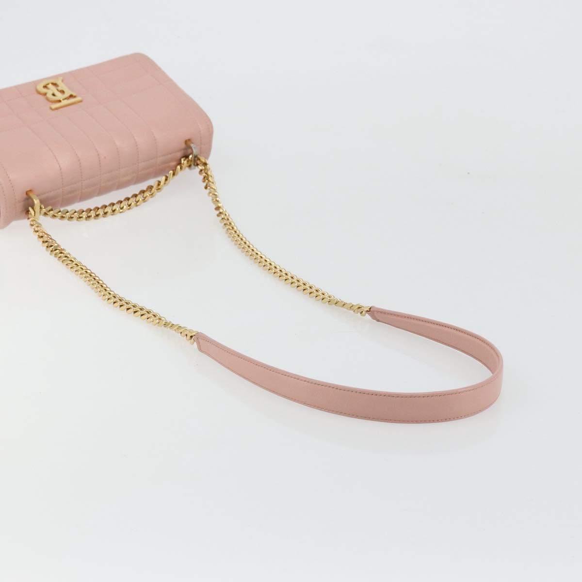 BURBERRY Chain Shoulder Bag Leather Pink Gold Auth 177331A