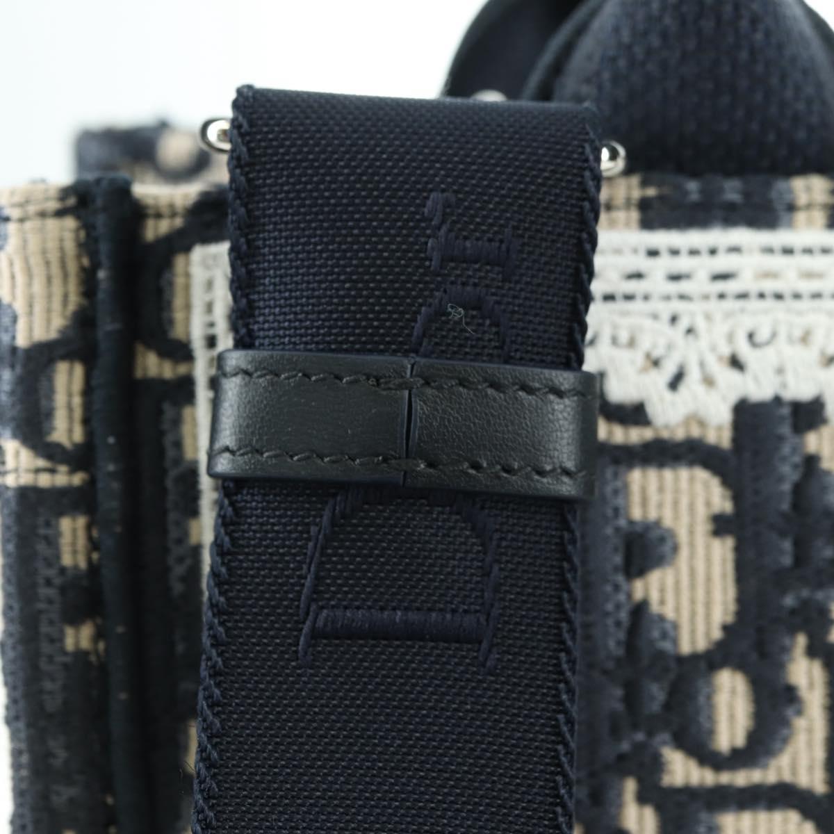 Christian Dior Trotter Canvas Oblique Book Hand Bag 2way Navy Auth 177334SAM