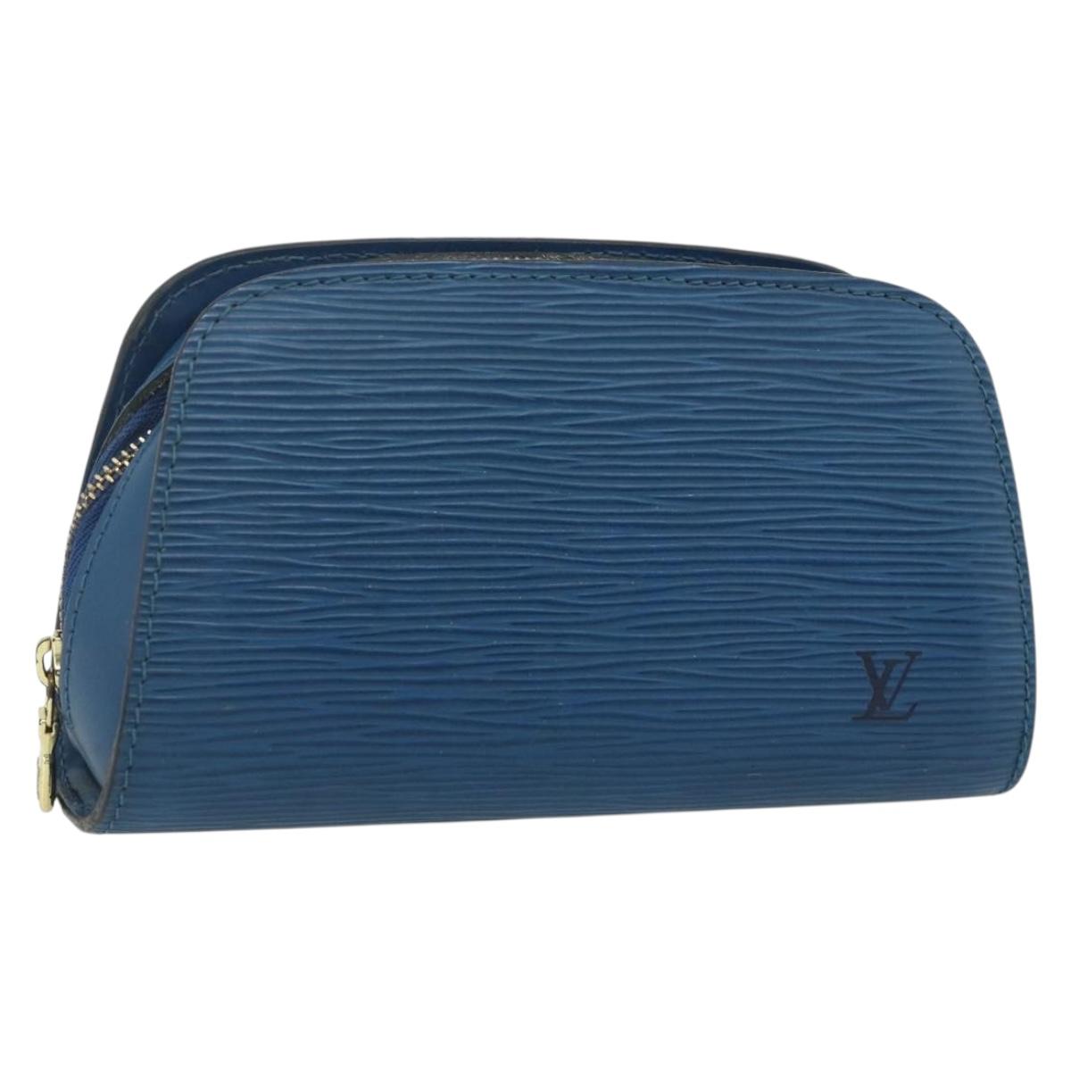 LOUIS VUITTON Epi Dauphine PM Pouch Blue M48445 LV Auth 177339