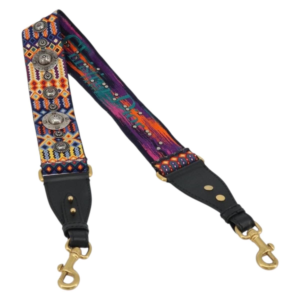 Christian Dior Shoulder Strap Canvas 36.6"" Multicolor Gold Auth 177341A