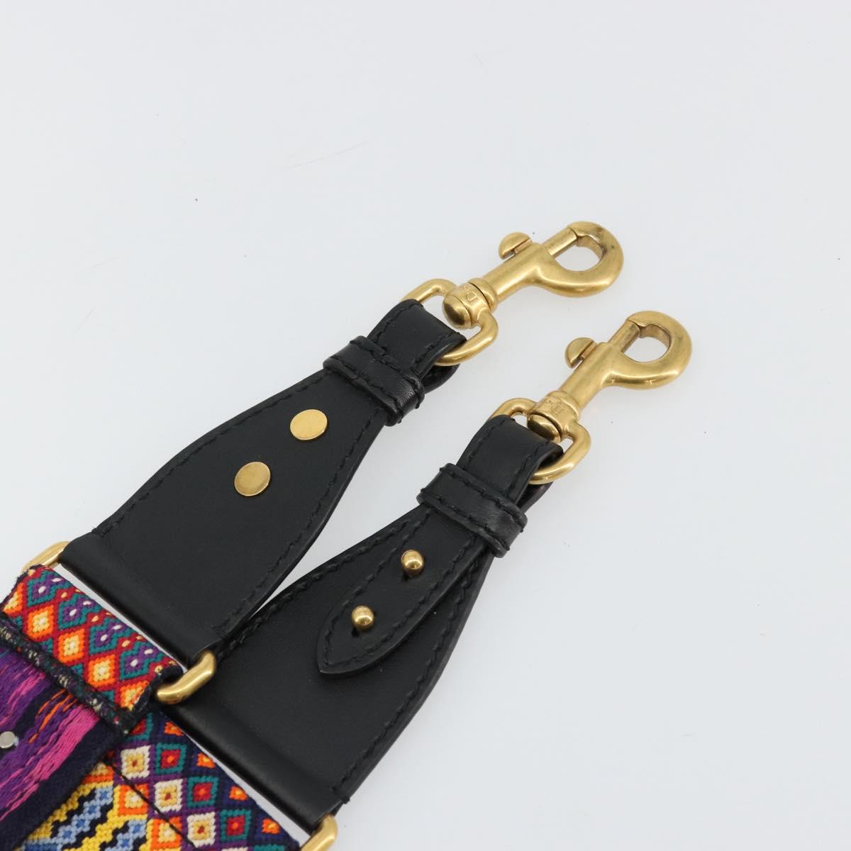 Christian Dior Shoulder Strap Canvas 36.6"" Multicolor Gold Auth 177341A