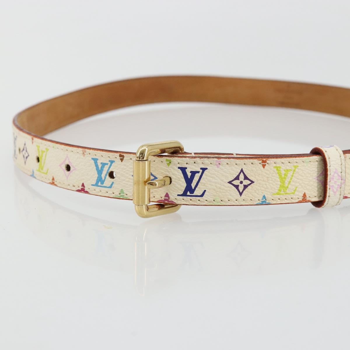 LOUIS VUITTON Multicolor Ceinture LV Belt White LV Auth 177354A
