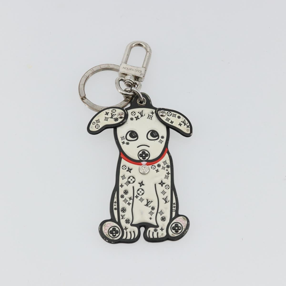 LOUIS VUITTON Porte Cles LV Dalmatia Key Holder Rubber White M00746 Auth 177356
