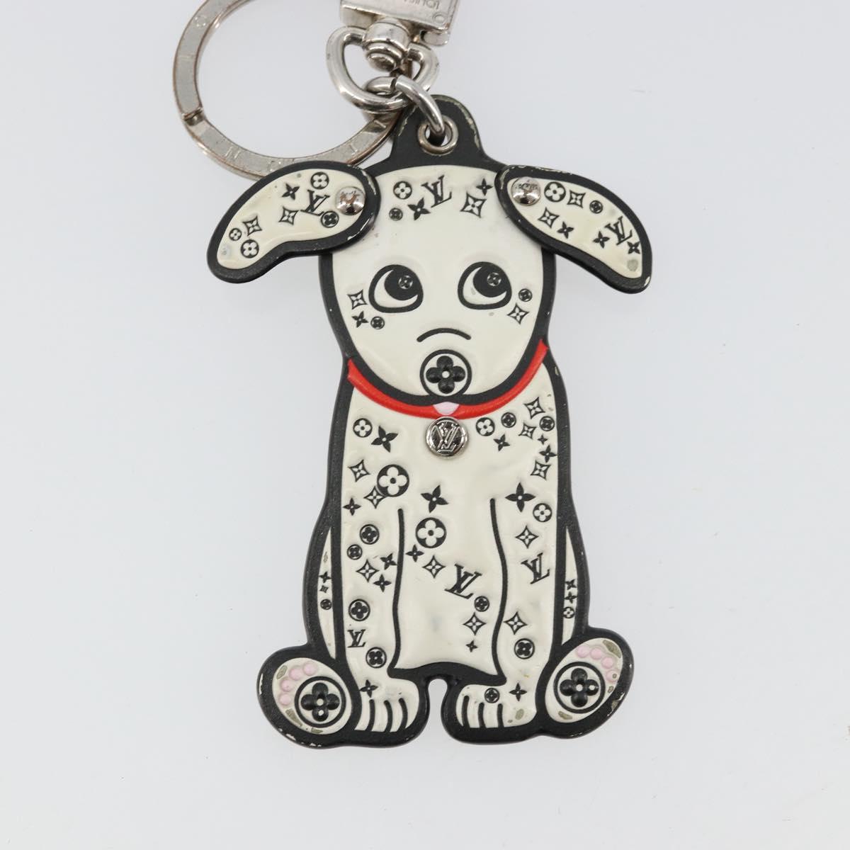 LOUIS VUITTON Porte Cles LV Dalmatia Key Holder Rubber White M00746 Auth 177356