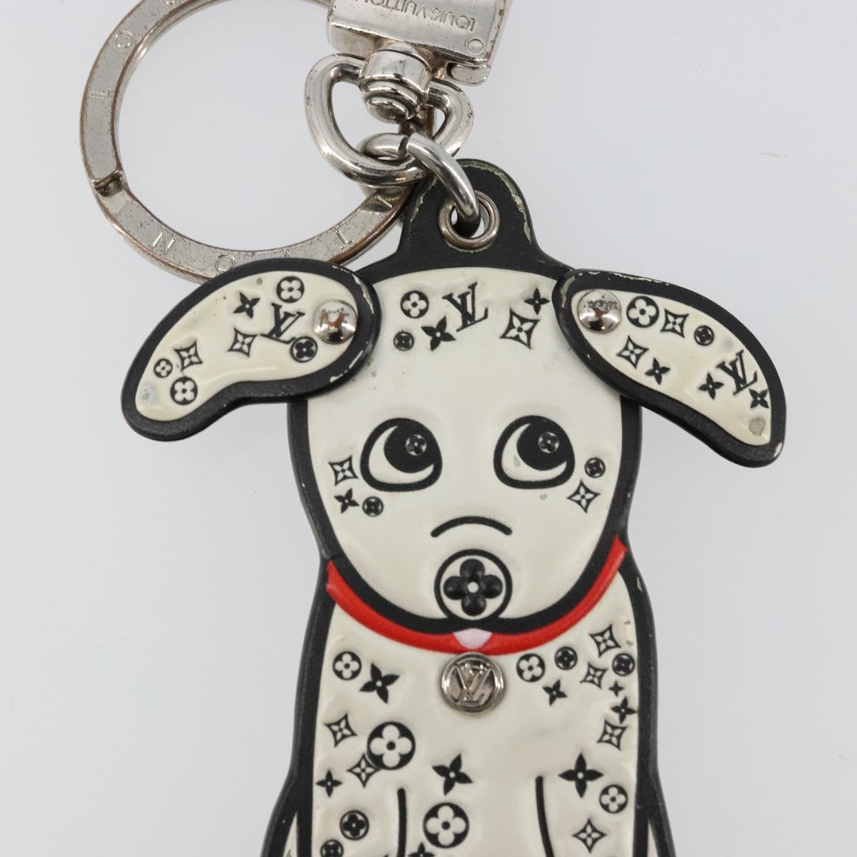 LOUIS VUITTON Porte Cles LV Dalmatia Key Holder Rubber White M00746 Auth 177356