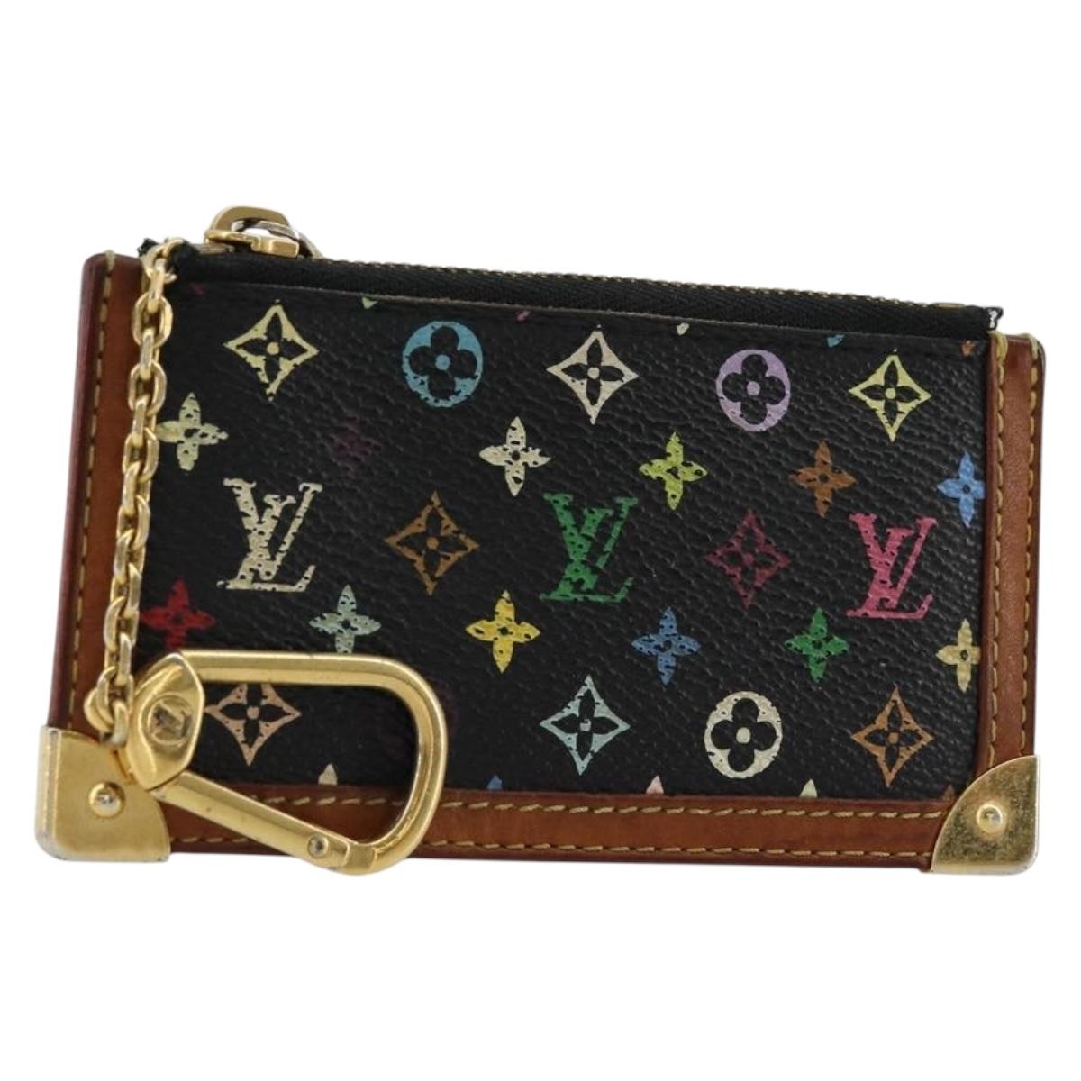 LOUIS VUITTON Monogram Multicolor Pochette Cles Purse Black M13664 Auth 177361