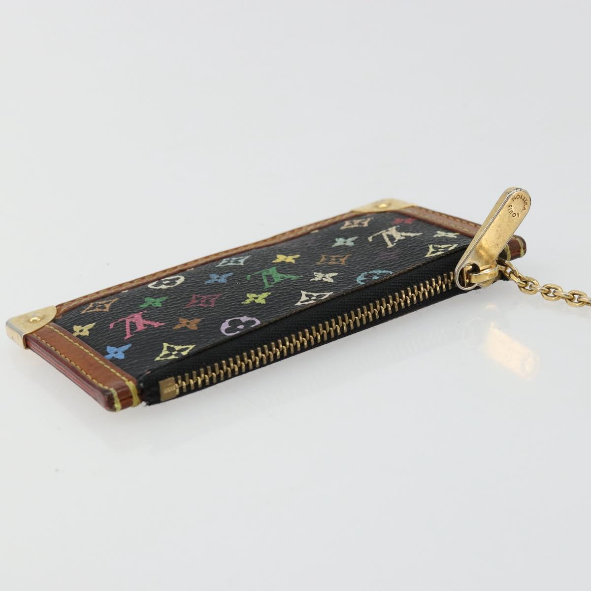 LOUIS VUITTON Monogram Multicolor Pochette Cles Purse Black M13664 Auth 177361