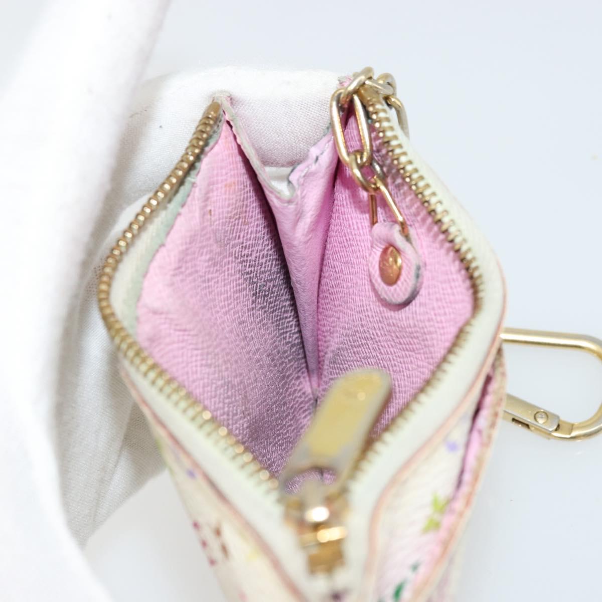 LOUIS VUITTON Multicolor Pochette Cles NM Purse White M93734 Auth 177362