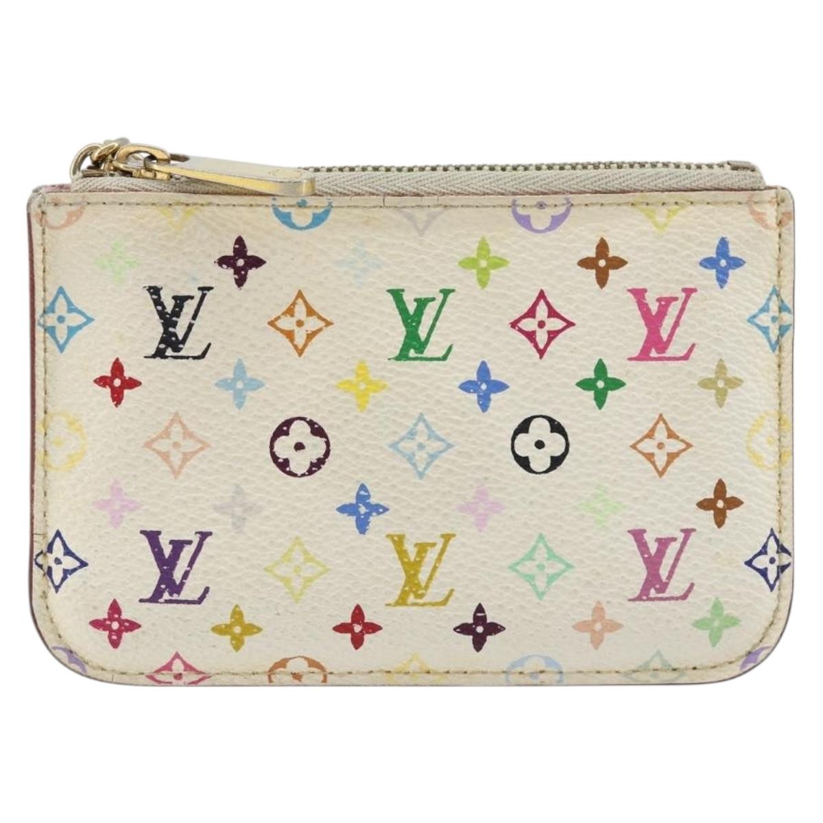 LOUIS VUITTON Multicolor Pochette Cles NM Purse White M93734 Auth 177362