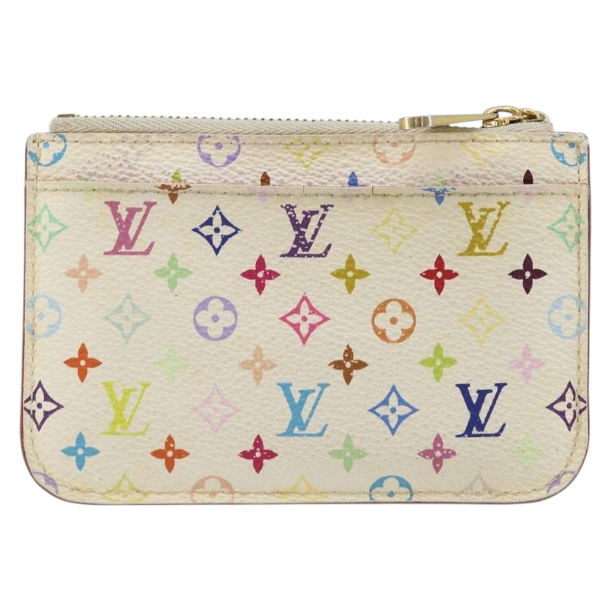 LOUIS VUITTON Multicolor Pochette Cles NM Purse White M93734 Auth 177362