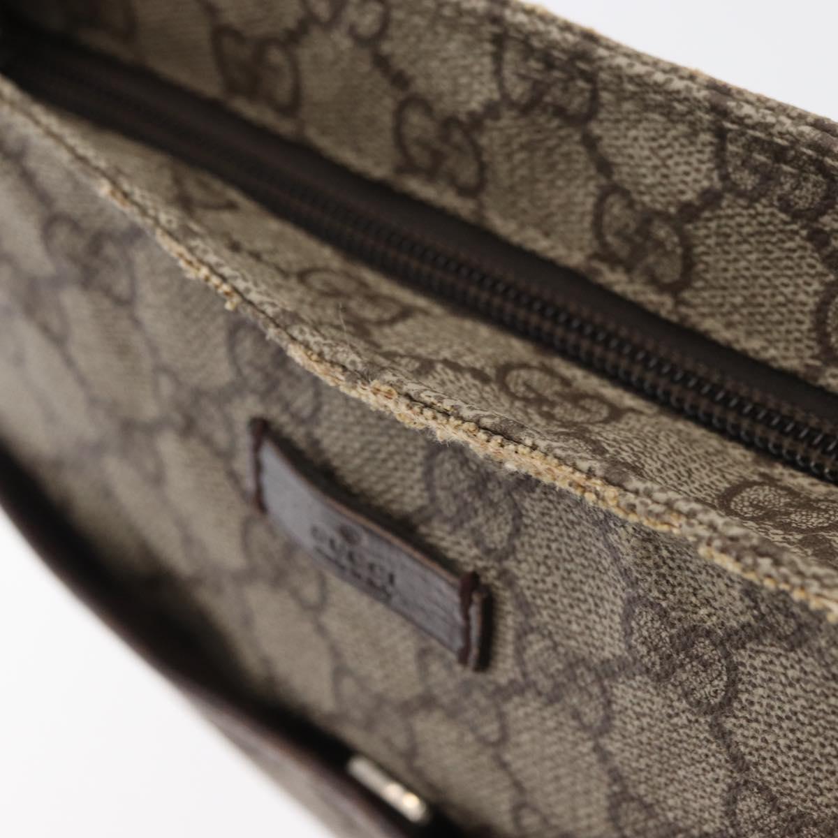GUCCI GG Supreme Shoulder Bag PVC Beige Silver 141626 Auth 177434