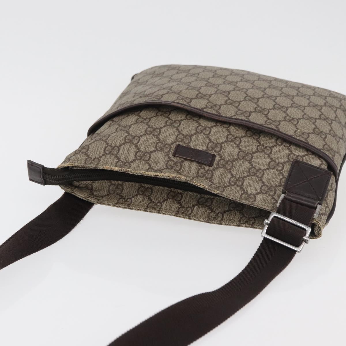 GUCCI GG Supreme Shoulder Bag PVC Beige Silver 141626 Auth 177434