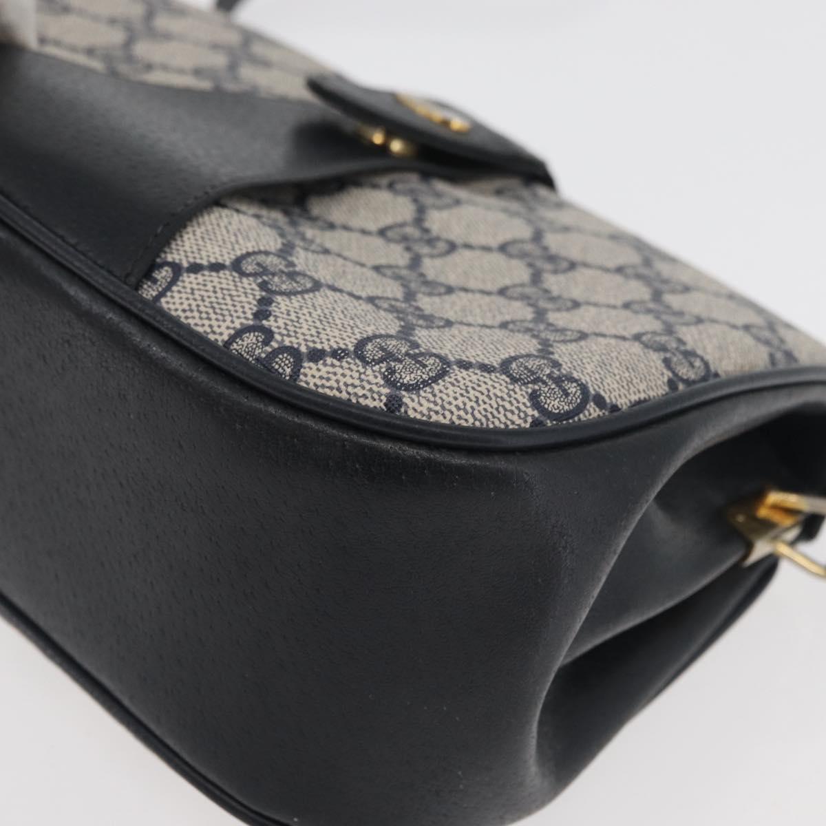 GUCCI GG Supreme Sherry Line Shoulder Bag PVC Navy Gold 10 02 024 Auth 177436