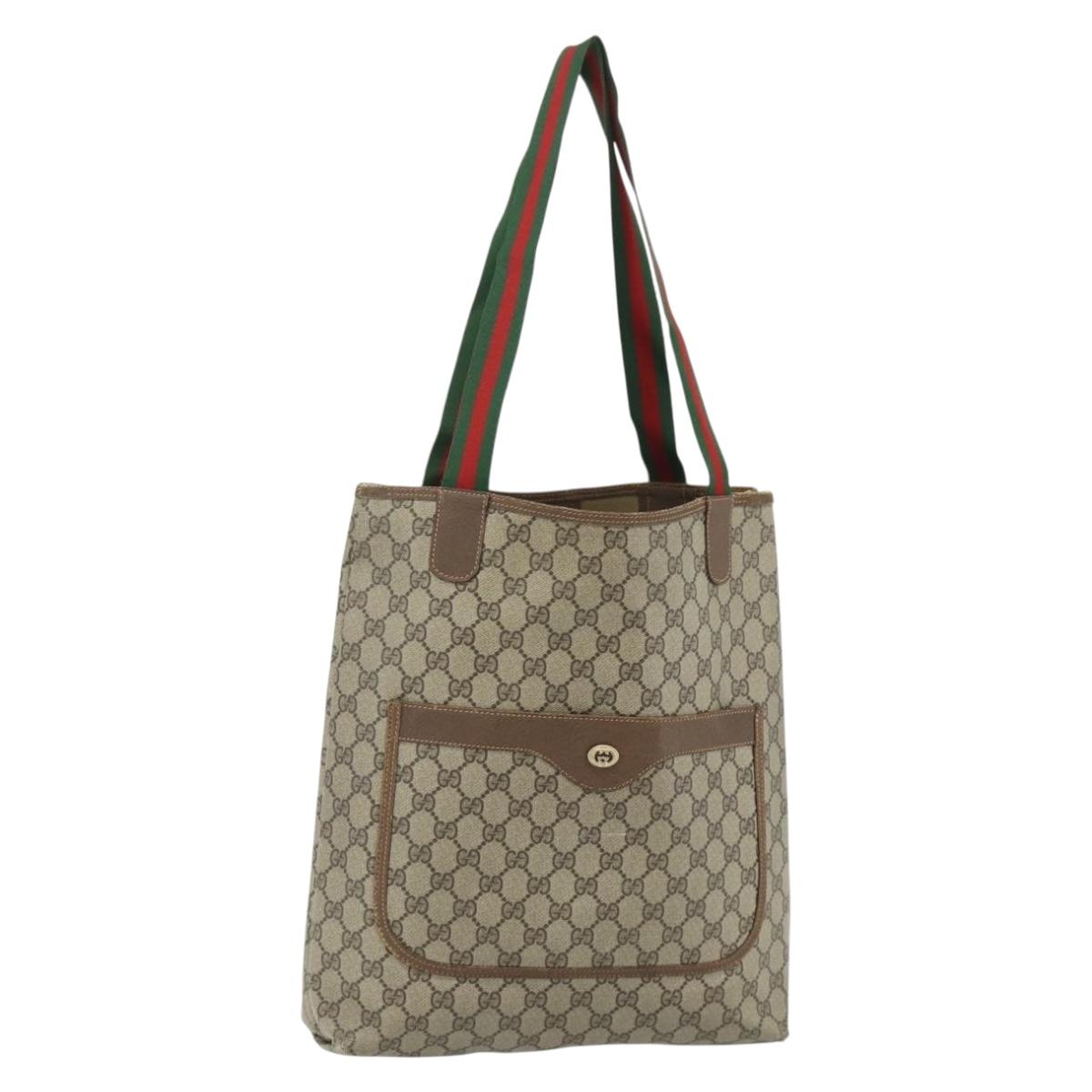 GUCCI GG Supreme Web Sherry Line Bag PVC Beige Red Green 89 02 003 Auth 177437