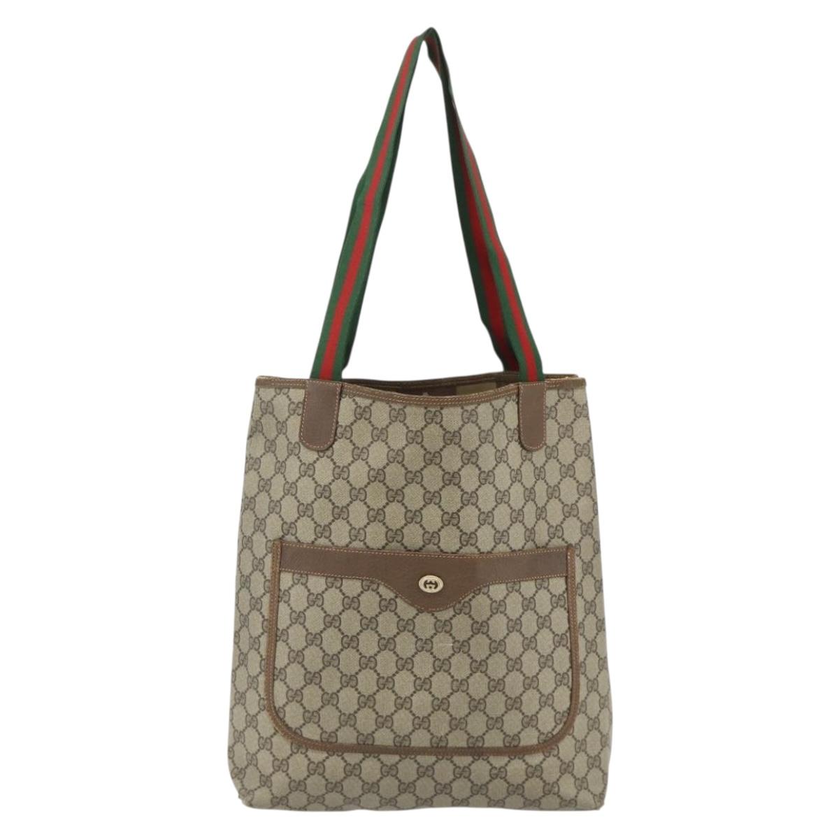 GUCCI GG Supreme Web Sherry Line Bag PVC Beige Red Green 89 02 003 Auth 177437