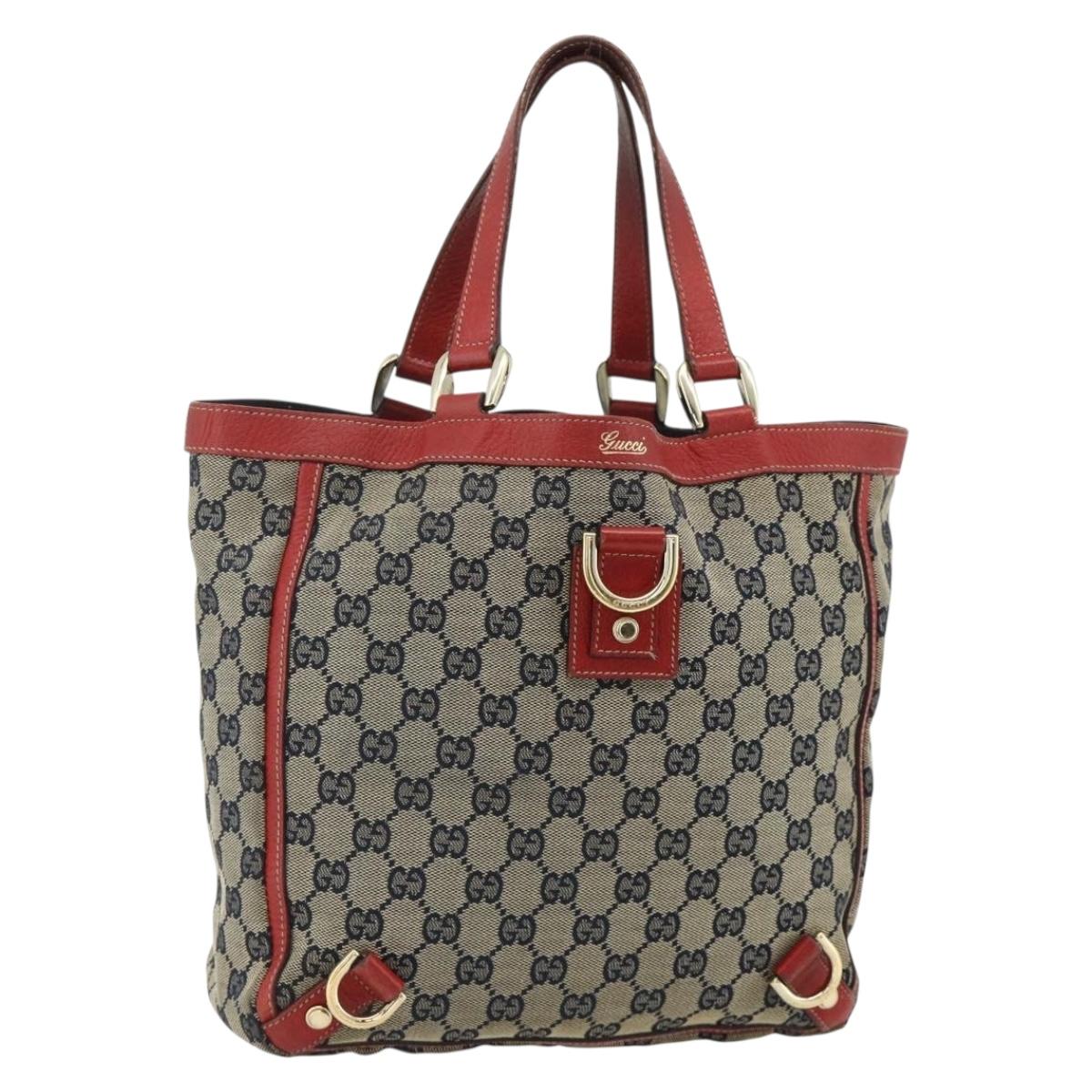 GUCCI GG Canvas Abbey Hand Bag Beige Gold 130739 Auth 177438