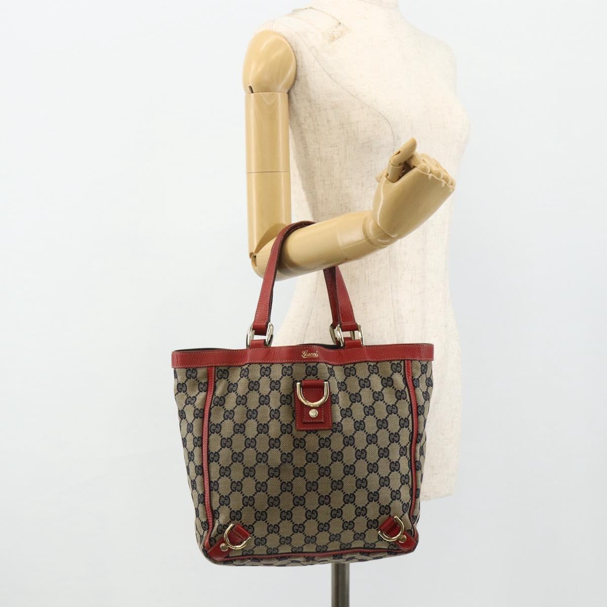GUCCI GG Canvas Abbey Hand Bag Beige Gold 130739 Auth 177438