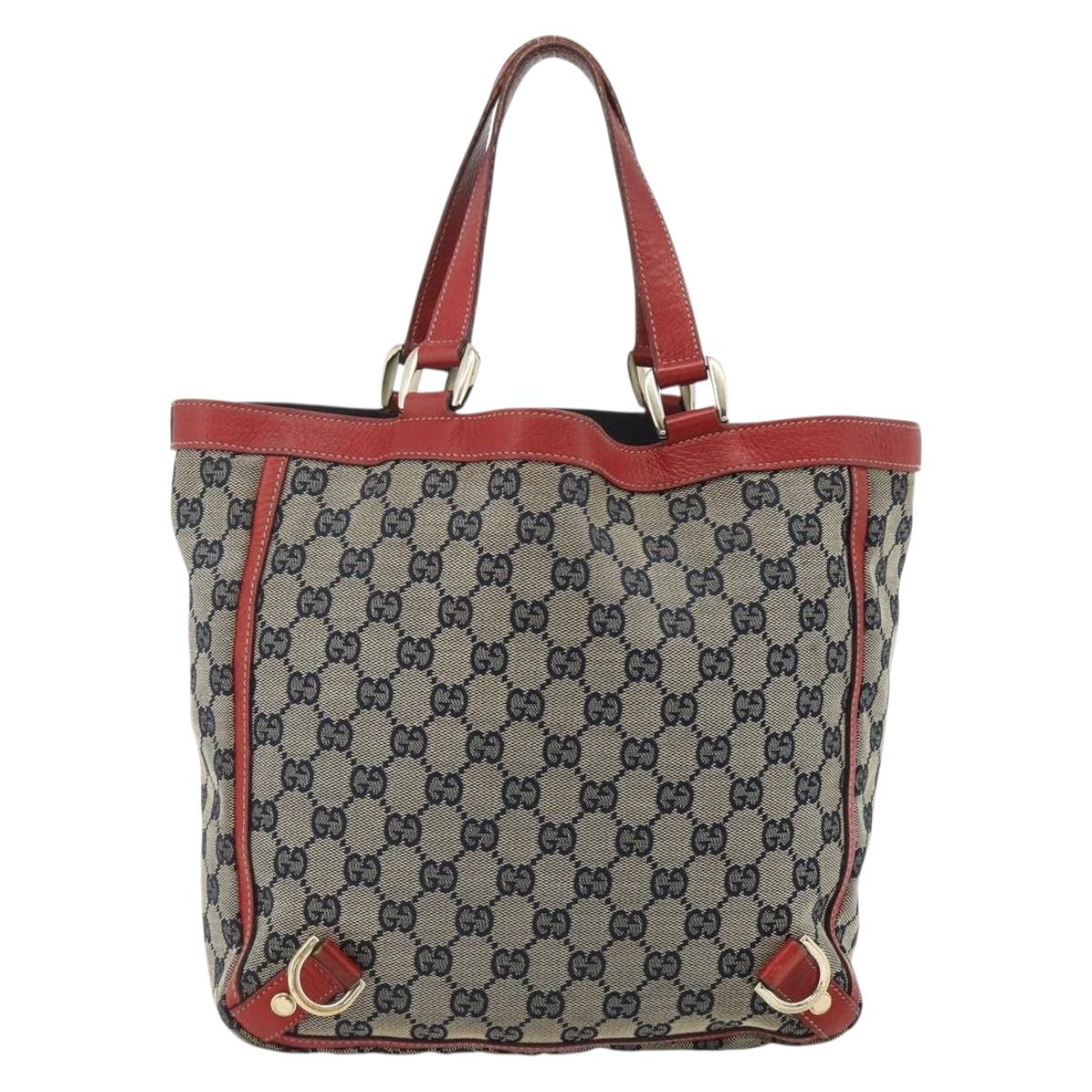 GUCCI GG Canvas Abbey Hand Bag Beige Gold 130739 Auth 177438