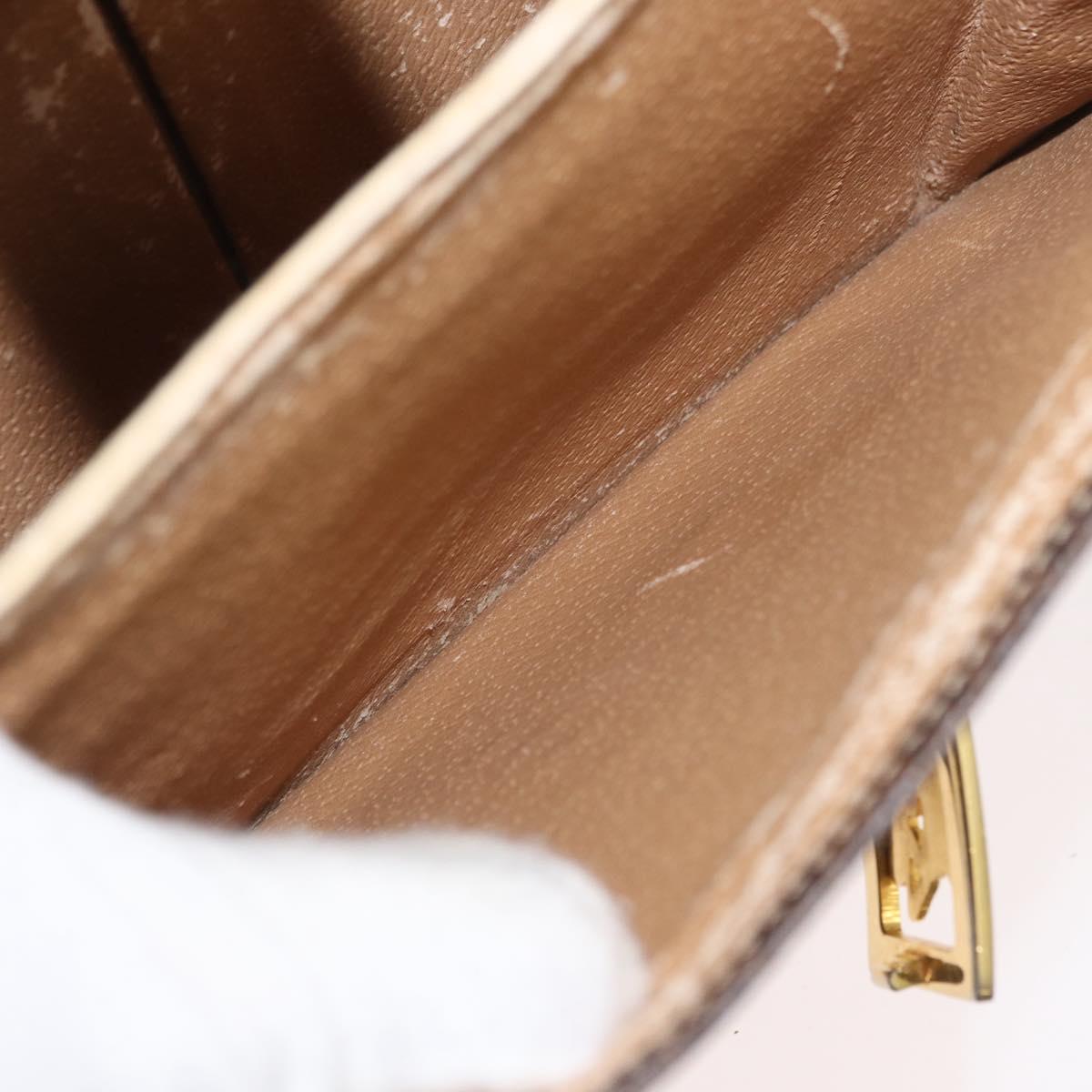 CELINE Macadam Canvas Horse Carriage Bag PVC Leather Brown Gold Auth 177443A