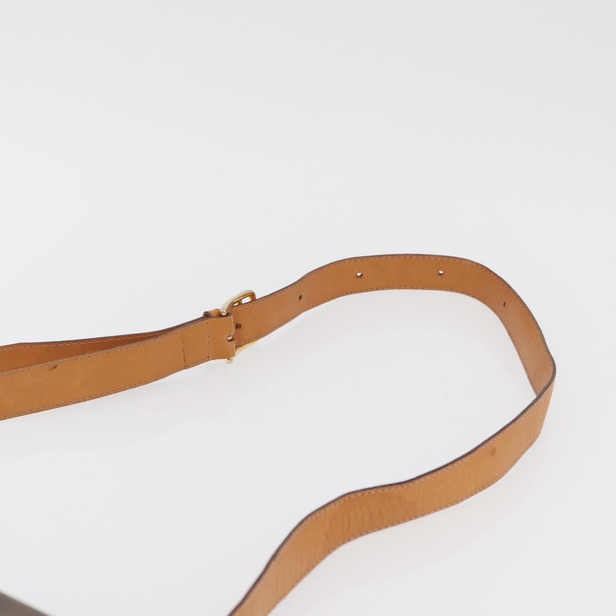 CELINE Macadam Canvas Horse Carriage Bag PVC Leather Brown Gold Auth 177443A