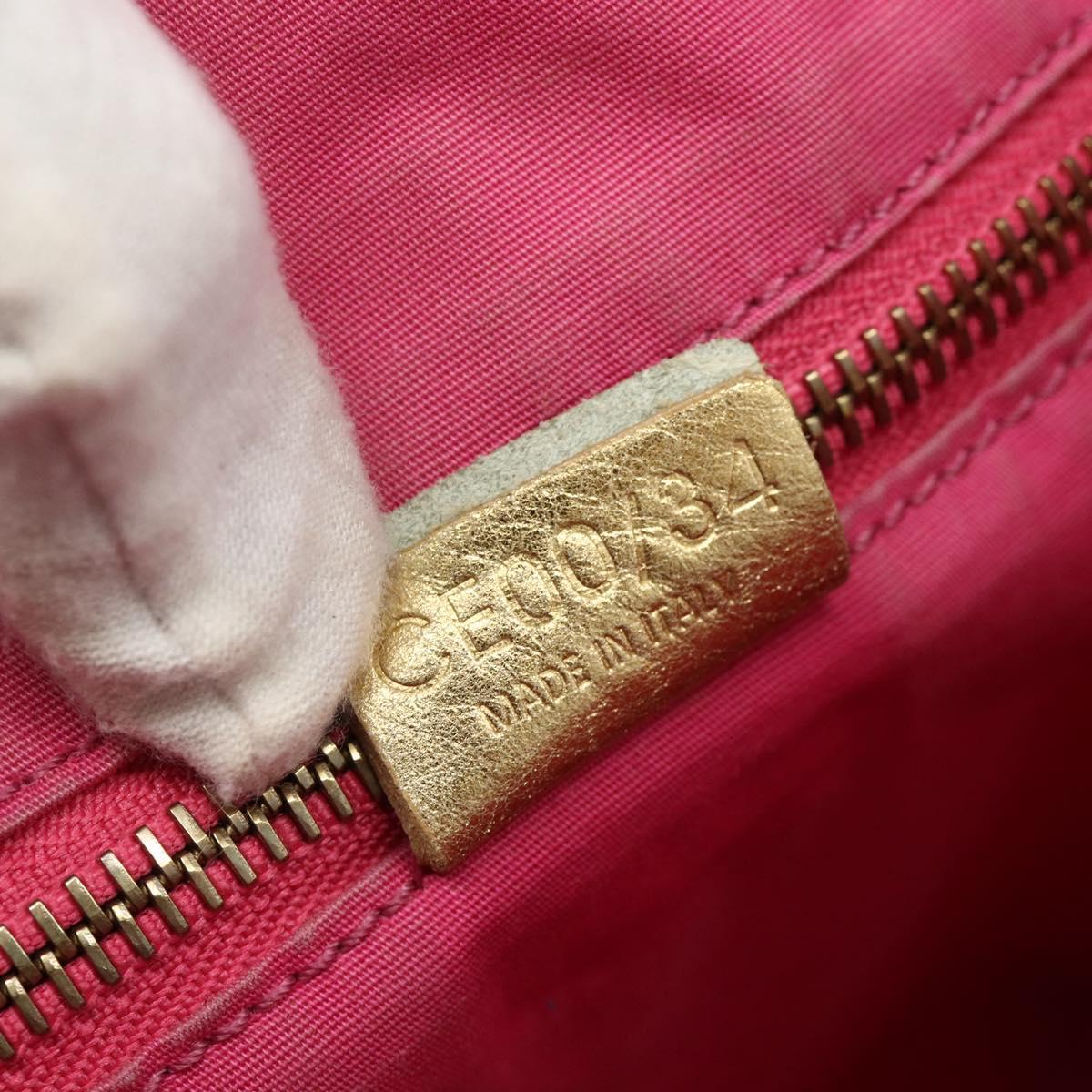 CELINE Paris Macadam Canvas Tote Bag Denim Pink Gold Auth 177444A