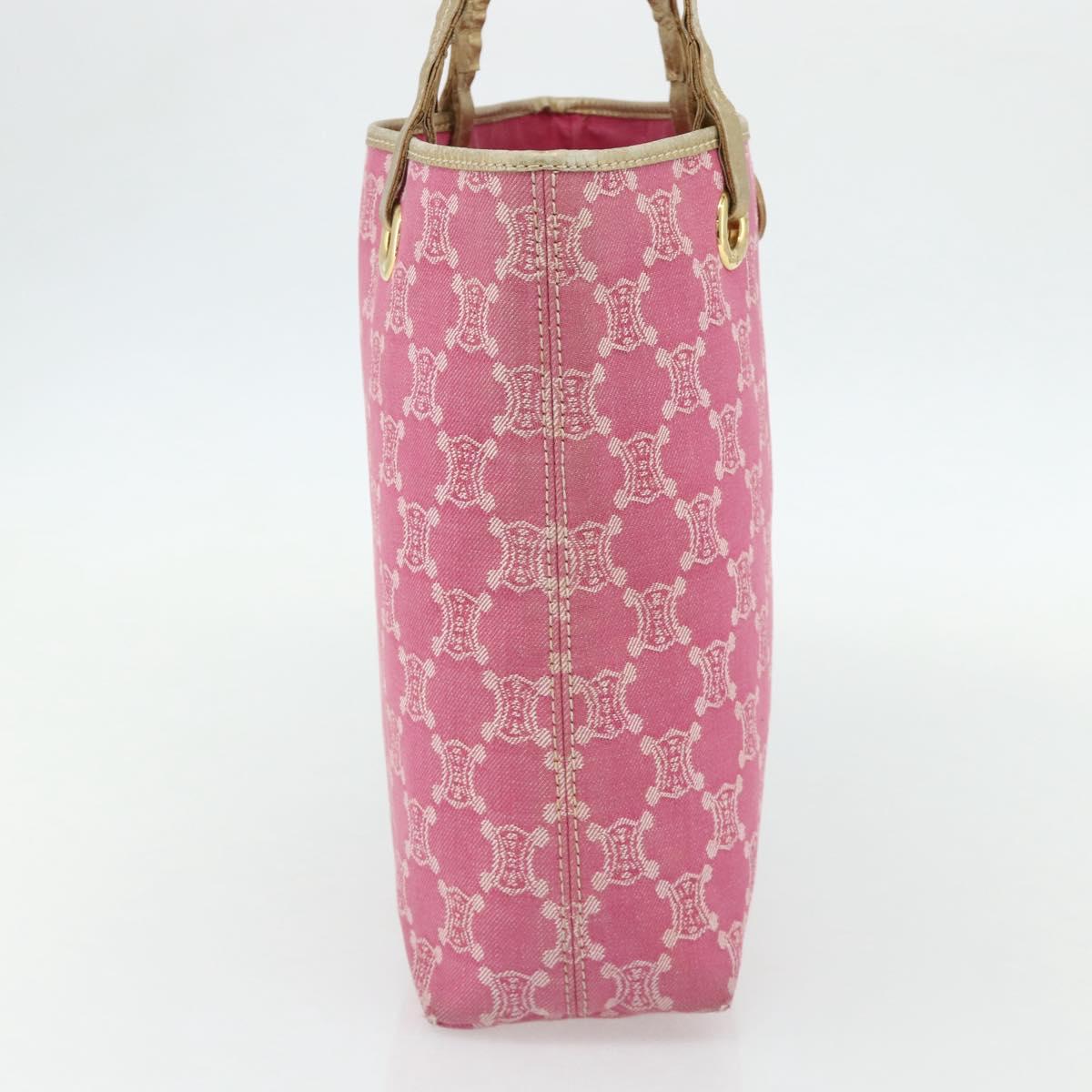 CELINE Paris Macadam Canvas Tote Bag Denim Pink Gold Auth 177444A
