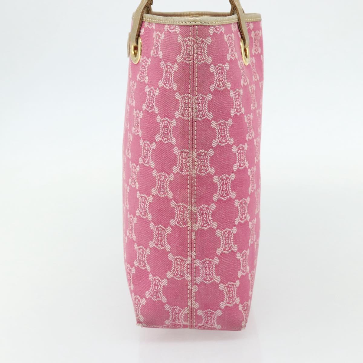 CELINE Paris Macadam Canvas Tote Bag Denim Pink Gold Auth 177444A