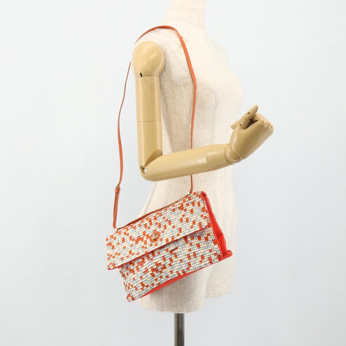 BOTTEGA VENETA Shoulder Bag Leather Orange Auth 177445A