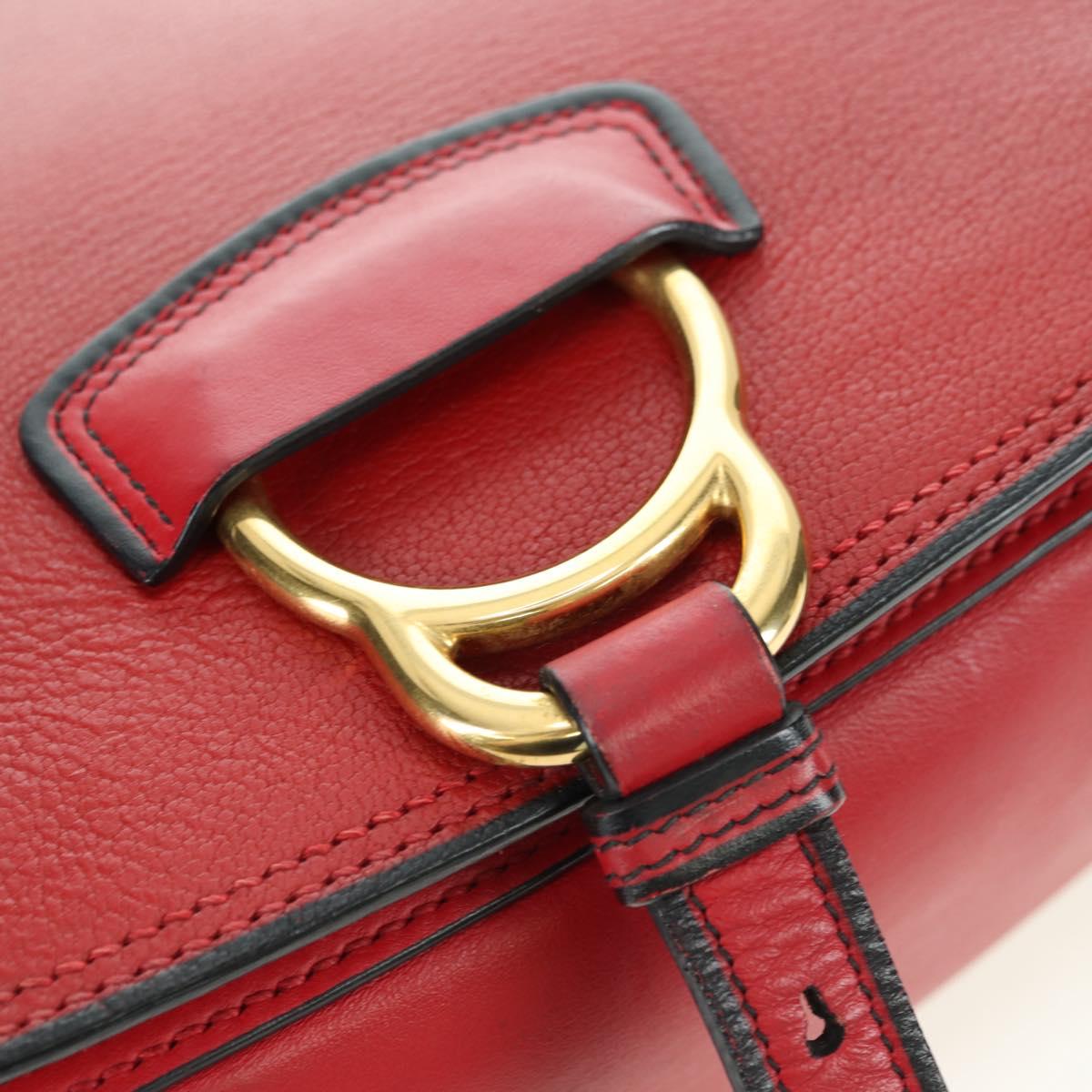 Miu Miu Chain Dahlia Shoulder Bag Leather Red Gold Auth 177448A